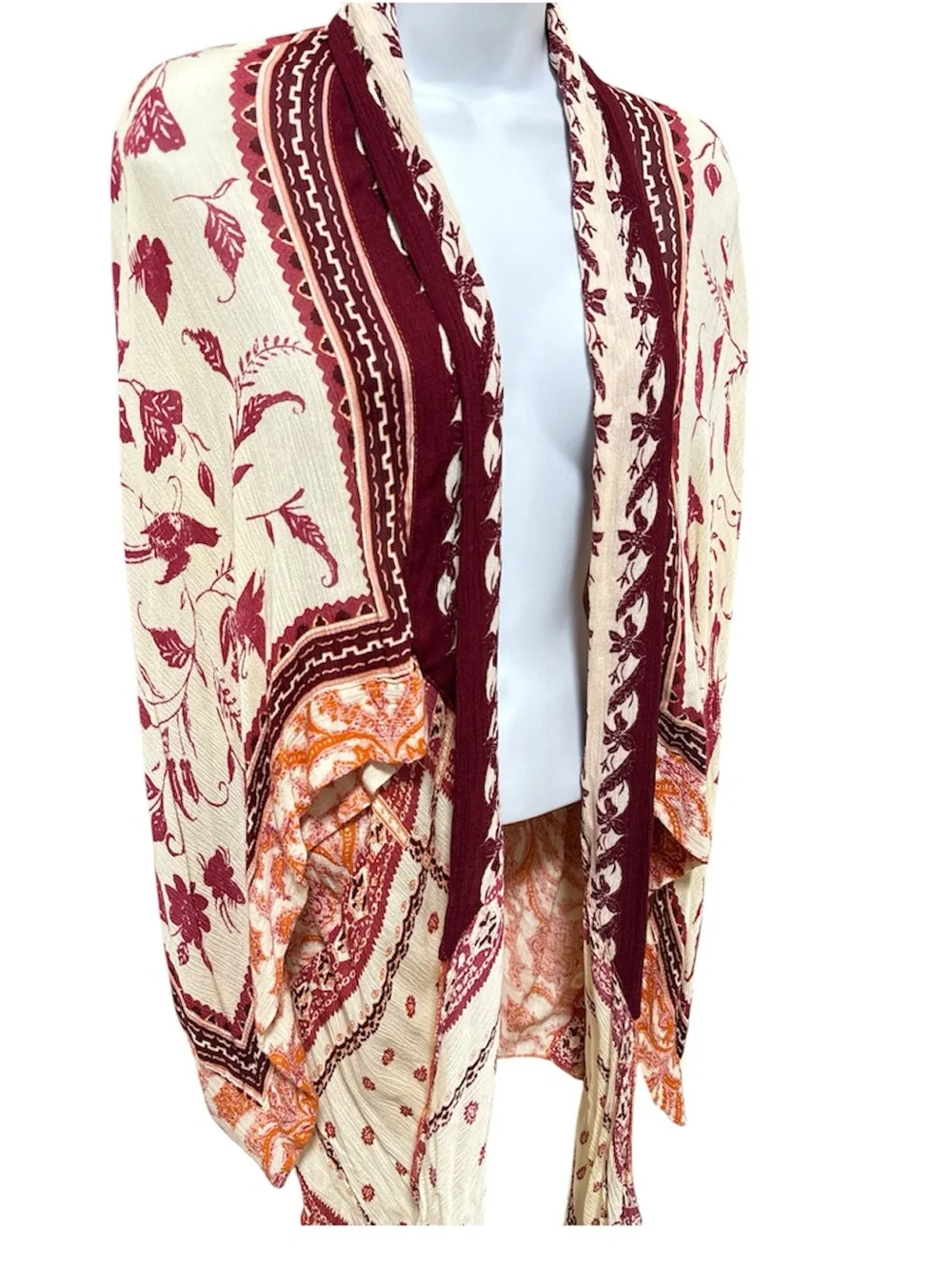 NWT Free People Cream Multi Kiss The Sky Butterfly Kiss Kimono One Size
